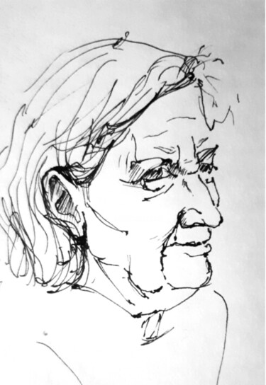 Drawing titled "Женский портрет" by Tatyana Zakharova, Original Artwork, Ink
