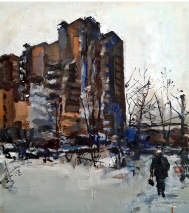 Картина под названием "Зимнее утро" - Tatyana Zakharova, Подлинное произведение искусства, Акрил