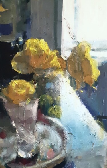 Картина под названием "Три желтые розы" - Tatyana Zakharova, Подлинное произведение искусства, Акрил