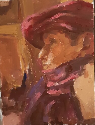 Pittura intitolato "Малиновая шляпка" da Tatyana Zakharova, Opera d'arte originale, Acrilico