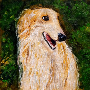 Malerei mit dem Titel "Portrait d'un chien…" von Tatyana Zarembovskaya, Original-Kunstwerk, Öl