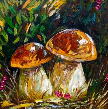 Pintura intitulada "Art des champignons" por Tatyana Zarembovskaya, Obras de arte originais, Óleo