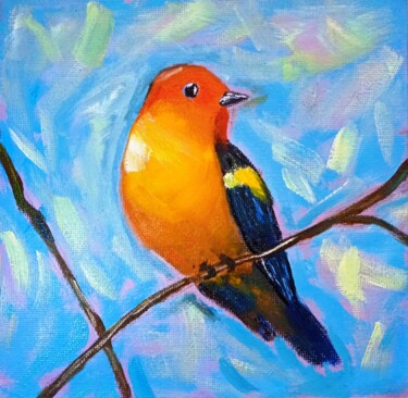 Pintura intitulada "Oiseau tropical" por Tatyana Zarembovskaya, Obras de arte originais, Óleo