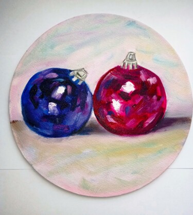 Peinture intitulée "Christmas Balls" par Tatyana Zarembovskaya, Œuvre d'art originale, Huile