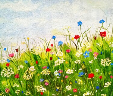 Peinture intitulée "Fleurs des champs" par Tatyana Zarembovskaya, Œuvre d'art originale, Huile