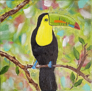 Картина под названием "Toucan Bird" - Tatyana Zarembovskaya, Подлинное произведение искусства, Масло