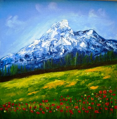 Malerei mit dem Titel "Alpine mountain lan…" von Tatyana Zarembovskaya, Original-Kunstwerk, Öl