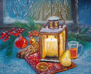 Pittura intitolato "Christmas Lantern" da Tatyana Zarembovskaya, Opera d'arte originale, Olio