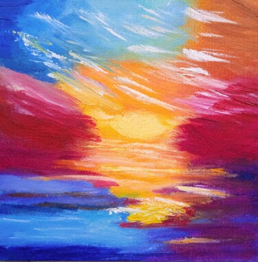 Painting titled "Red sunset" by Tatyana Zarembovskaya, Original Artwork, Oil