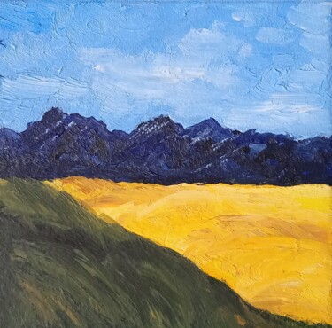 Картина под названием "Grassy field with w…" - Tatyana Zarembovskaya, Подлинное произведение искусства, Масло