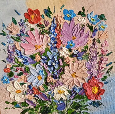 Painting titled "Flowers in a pastel…" by Tatyana Zarembovskaya, Original Artwork, Oil