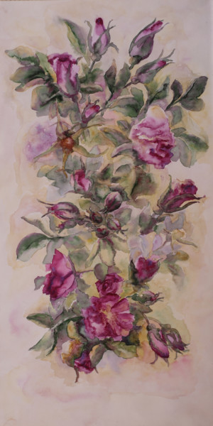 Картина под названием "Розы шиповника." - Tatyana Sannikova, Подлинное произведение искусства, Акварель