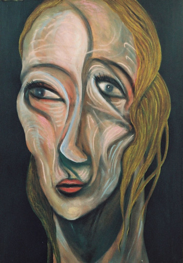 Painting titled "Face 5" by Michel Tava, Original Artwork, Oil