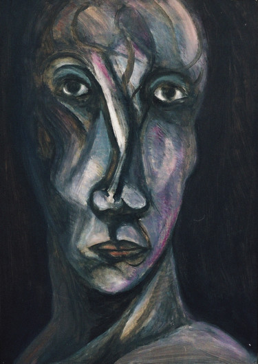 Painting titled "Face 7" by Michel Tava, Original Artwork, Oil