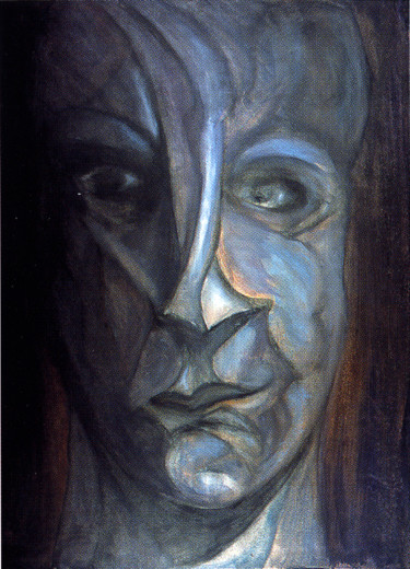 Painting titled "Face 8" by Michel Tava, Original Artwork, Oil