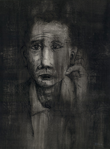 Peinture intitulée "Coal Face - 2" par Michel Tava, Œuvre d'art originale, Gouache