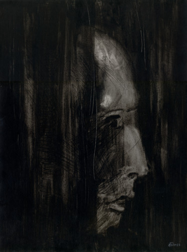 Peinture intitulée "Coal Face - 4" par Michel Tava, Œuvre d'art originale, Gouache