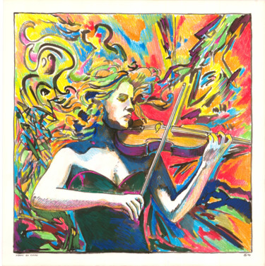 Pittura intitolato "Vénus au violon" da Michel Tava, Opera d'arte originale, Altro