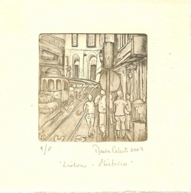 Desenho intitulada "Lisboa - Eléctrico" por Tavares Alves, Obras de arte originais