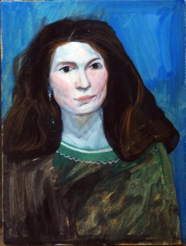 Painting titled "Selfportret" by Anna Kalugina, Original Artwork, Tempera