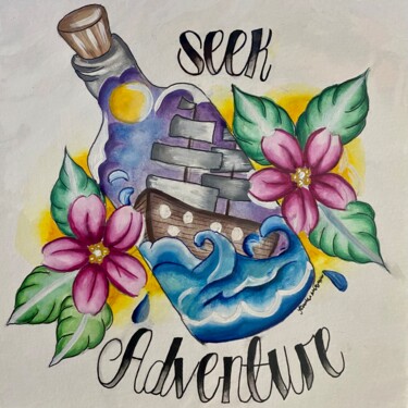 Ζωγραφική με τίτλο "Seek adventure" από Tawnie Martinez (Earthjem), Αυθεντικά έργα τέχνης, Ακουαρέλα
