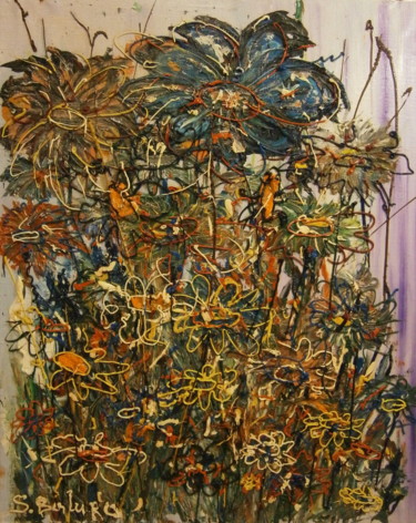 Pintura titulada "COSMIC INFLORESCENS…" por Sergeys Balura, Obra de arte original, Oleo Montado en Bastidor de camilla de ma…