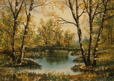 Painting titled ""THE SWAMP"" by Sergeys Balura, Original Artwork, Oil Mounted on Wood Stretcher frame