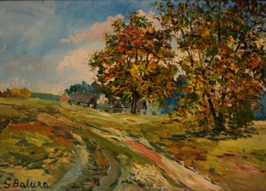 Painting titled ""FIELD IN AUTUMN"" by Sergeys Balura, Original Artwork, Oil