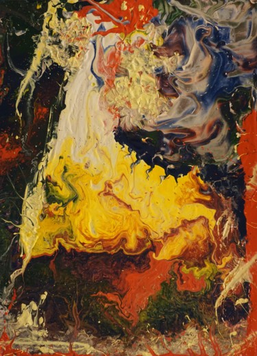 Картина под названием "" FIRE HORSE "" - Sergeys Balura, Подлинное произведение искусства, Масло Установлен на Деревянная ра…
