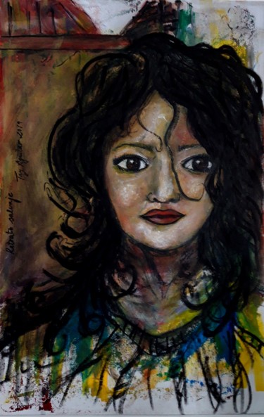 Painting titled "Retrato salvaje" by Tay Aguilar, Original Artwork, Acrylic