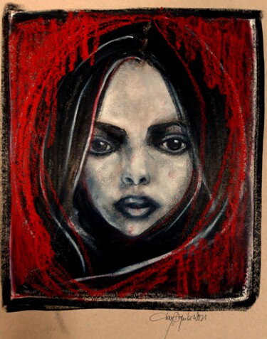 Pintura titulada "Mujer y rojo" por Tay Aguilar, Obra de arte original, Pastel