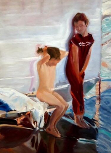 Painting titled "Antes del baño de S…" by Tay Aguilar, Original Artwork, Oil