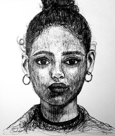 Drawing titled "Silvia" by Tay Aguilar, Original Artwork, Ink