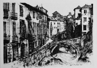 Zeichnungen mit dem Titel "Carrera del Darro" von Tay Aguilar, Original-Kunstwerk, Tinte