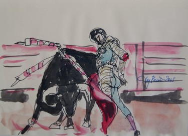 Painting titled "Toreo" by Tay Aguilar, Original Artwork, Watercolor