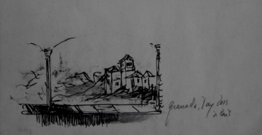 Zeichnungen mit dem Titel "El Generalife desde…" von Tay Aguilar, Original-Kunstwerk, Tinte