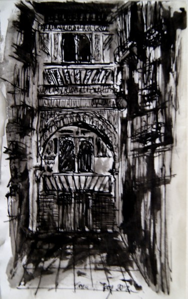 Drawing titled "Corral del Carbón" by Tay Aguilar, Original Artwork, Ink