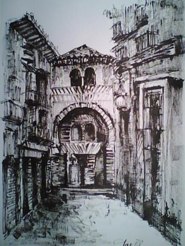 Drawing titled "Corral del Carbón II" by Tay Aguilar, Original Artwork, Ink