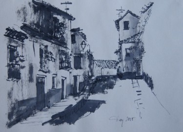 Dessin intitulée "Calle de Granada" par Tay Aguilar, Œuvre d'art originale, Encre