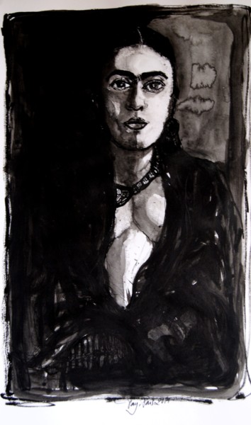 Drawing titled "Frida" by Tay Aguilar, Original Artwork, Ink