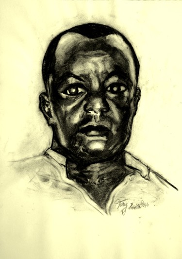Drawing titled "Retrato" by Tay Aguilar, Original Artwork, Charcoal