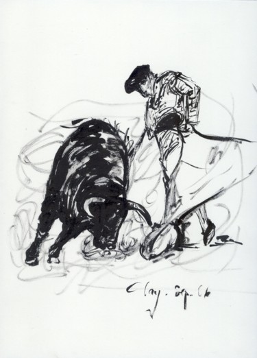 Dessin intitulée "El toreo" par Tay Aguilar, Œuvre d'art originale, Encre