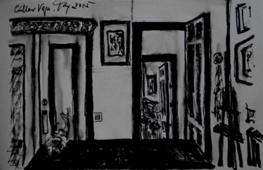 Dessin intitulée "Desde mi cuarto" par Tay Aguilar, Œuvre d'art originale, Encre