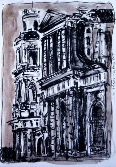 Drawing titled "Saint-Sulpice" by Tay Aguilar, Original Artwork, Ink