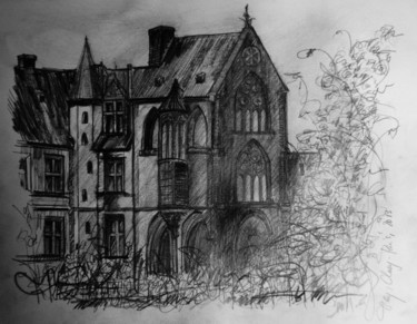 Drawing titled "Musée de Cluny" by Tay Aguilar, Original Artwork, Pencil