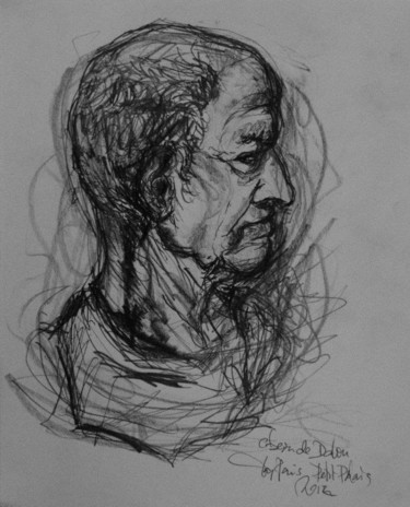 Drawing titled "Busto de J.Dalou" by Tay Aguilar, Original Artwork, Pencil