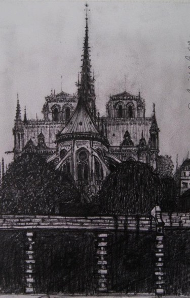 Drawing titled "Notre-Dame desde la…" by Tay Aguilar, Original Artwork, Pencil