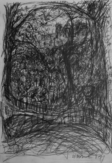 Dessin intitulée "Parc Monceau" par Tay Aguilar, Œuvre d'art originale, Crayon