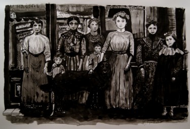 Painting titled "À Paris vers 1900" by Tay Aguilar, Original Artwork, Ink