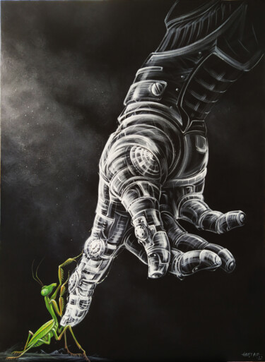 Painting titled "A Mantis" by Tayyar Özkan, Original Artwork, Acrylic